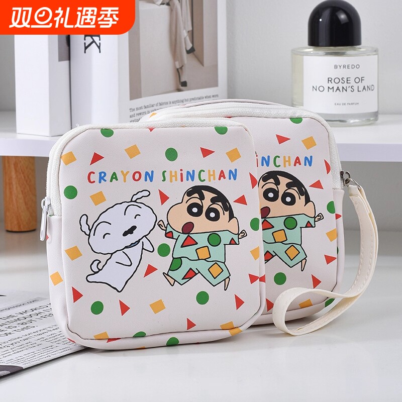 蜡笔小新卫生棉收纳包卡通可爱少女随身便携化妆品小物品包杂物包