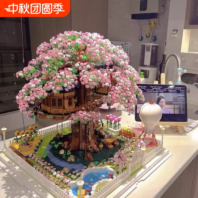 【树屋积木】樱花盆栽摆件