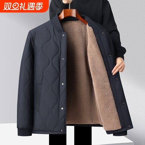 爸爸冬装棉衣加绒加厚夹克冬季男士外套爷爷棉服内胆中老年小棉袄