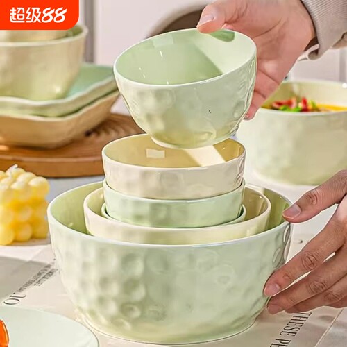 景德镇釉下彩奶油风陶瓷米饭碗