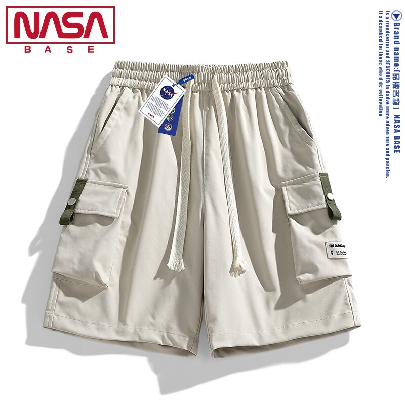 NASA休闲工装短裤男士夏季冰丝薄款潮牌中裤宽松五分运动裤子潮流