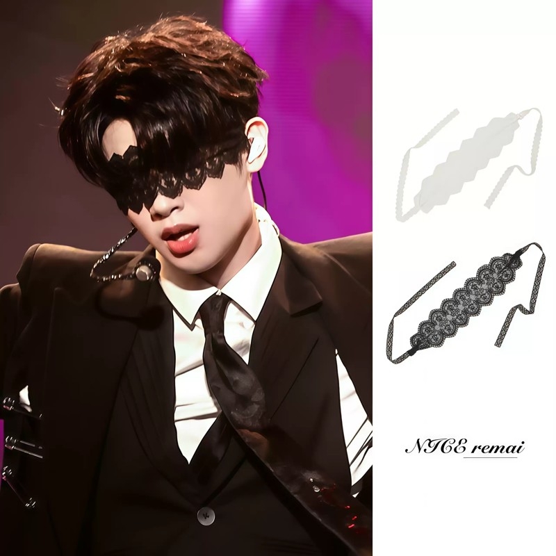 Justin同款蕾丝蒙面眼罩黑色性感网红万圣节化装舞会面纱面罩丝带