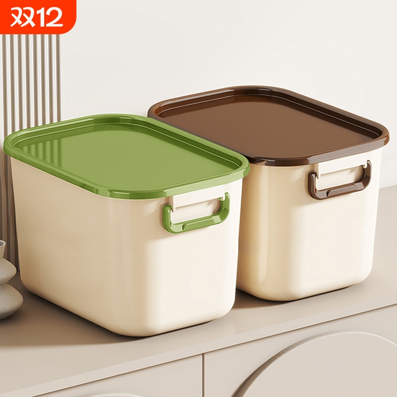 杂物收纳盒家用带盖桌面零食整理盒防尘储物盒收纳箱长方形多功能