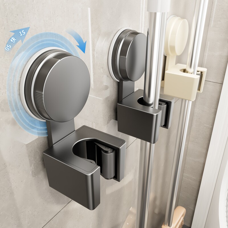 吸盘拖把夹强力免打孔拖把壁挂夹家用浴室墙上收纳神器拖布扫把架