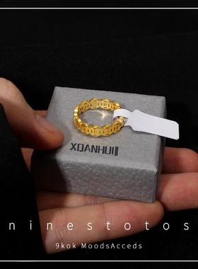 钱多多戒指高级感轻奢款女男士素圈金色戒指小众情侣对戒手饰品