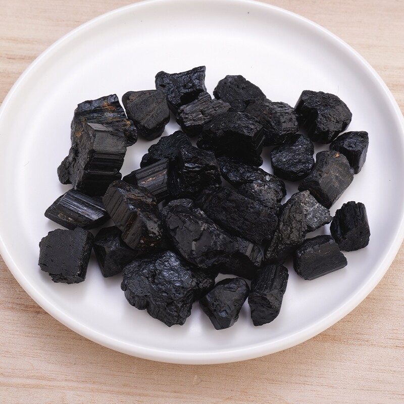 托玛琳电气石天然黑碧玺水晶原矿石摆件矿石标本裸石消磁石鱼缸石