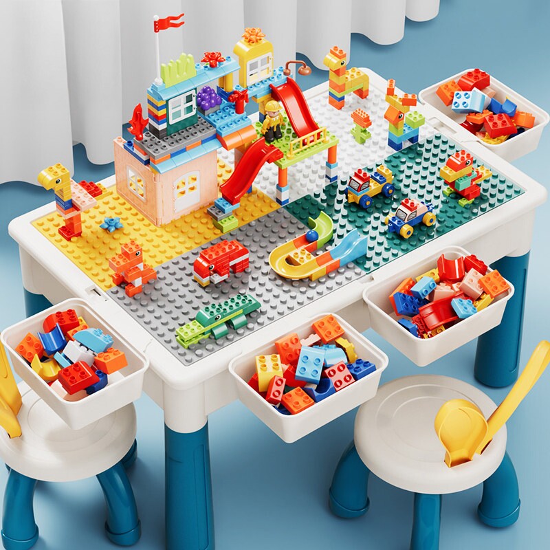 儿童积木桌子大颗粒多功能男孩女宝宝婴儿玩具游戏桌益智6岁拼装3