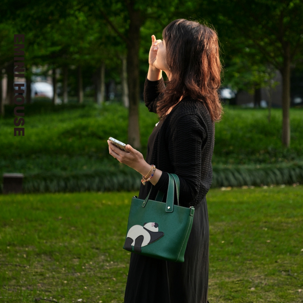 伊米妮单肩通勤设计师款熊猫考拉新款斜跨包手提包真皮小众包包