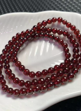 爆仿白水晶石榴石手串多圈高级感三圈手链招财红色石头送女友轻奢