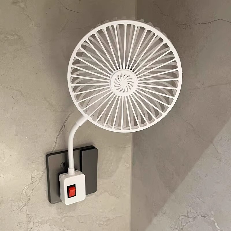 厨房专用小电风扇2026新款壁挂式三插座万向强力风扇家用小型静音