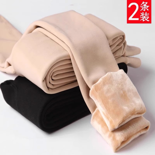 光腿神器连裤 女肉色加绒踩脚加厚肤色薄绒黑色 袜秋冬外穿打底裤