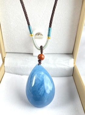 海蓝宝水滴原石水晶男女吊坠