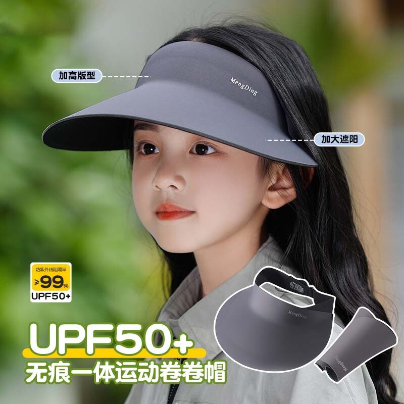 焦下儿童遮阳帽防晒帽子夏季薄款防紫外线户外女童男孩空顶太阳帽图片