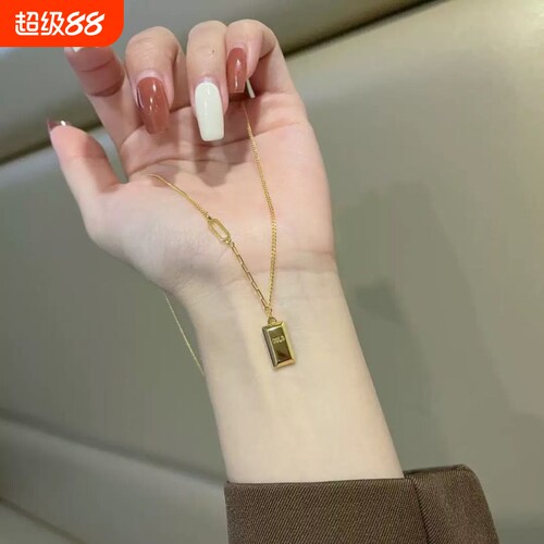 爆款不掉色项链女小金条小金砖吊坠2026仿越南沙金礼物绳子罗盘