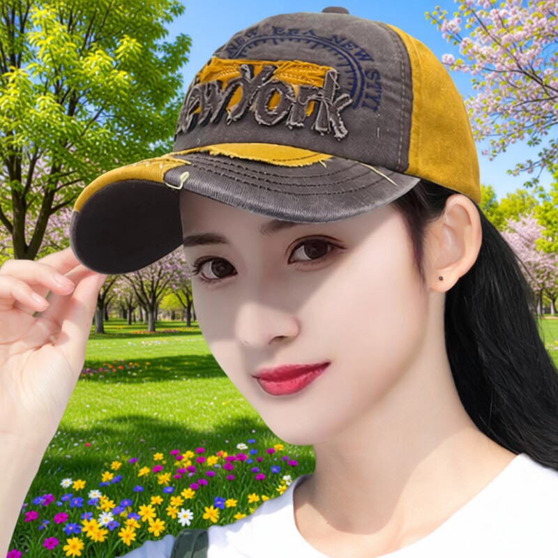 帽子女洋气棒球帽户外显脸小鸭舌帽新款防晒遮阳帽四季红色黑色