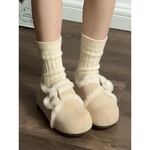 白色复古软底加绒勃肯棉鞋女2025冬季新款百搭保暖内增高毛毛单鞋