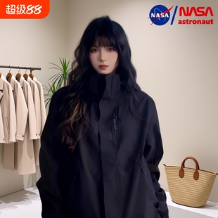 NASA联名冲锋衣男女户外进藏登山服外套可拆卸帽子防风防水夹克女
