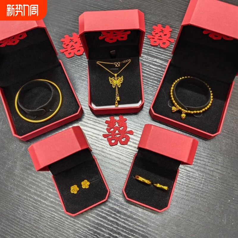 仿真五金结婚订婚拍照道具蝴蝶项链五件套首饰古法传承礼盒套装