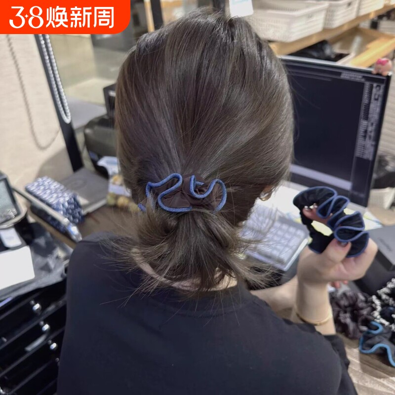 新款韩版莫兰迪色木耳边发圈高弹力发绳爆款头绳皮筋发饰头饰卷发