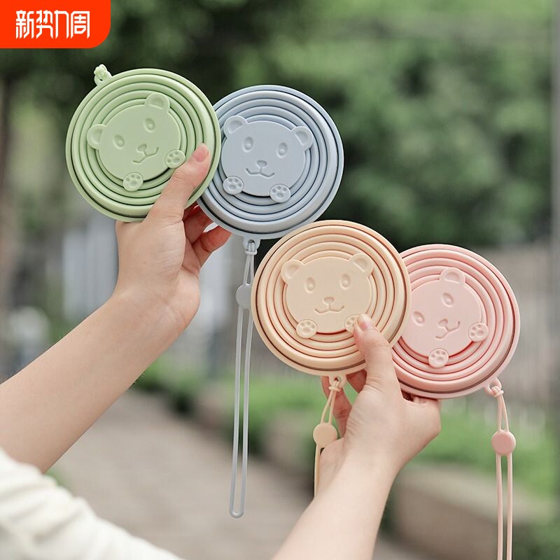 折叠水杯食品级全硅胶带钢圈旅行伸缩便携杯户外露营压缩漱口杯子