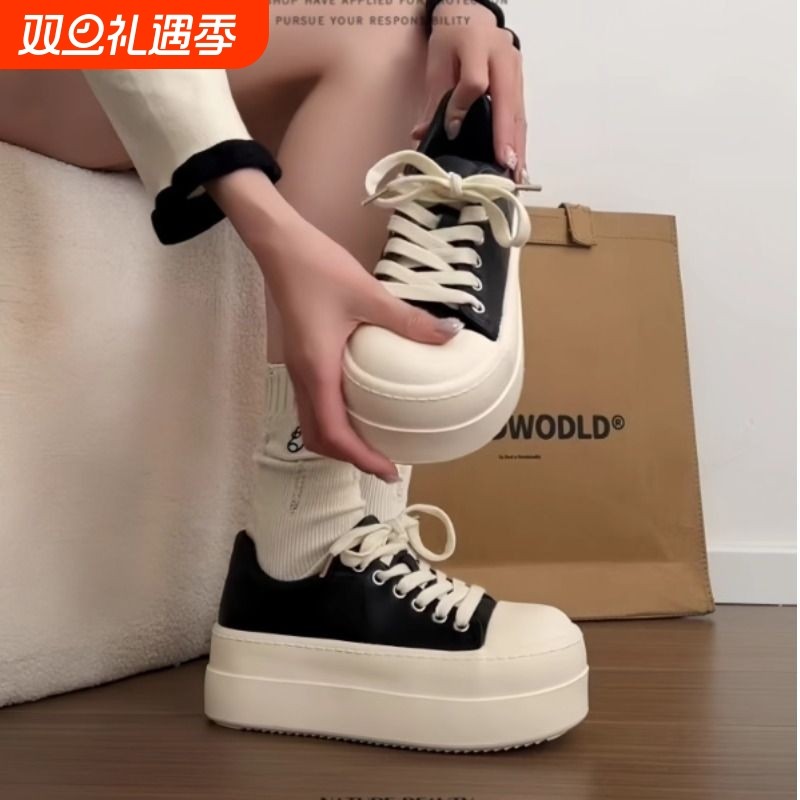 丑萌大头面包鞋女小个子厚底增高百搭休闲运动鞋韩系松糕小白鞋