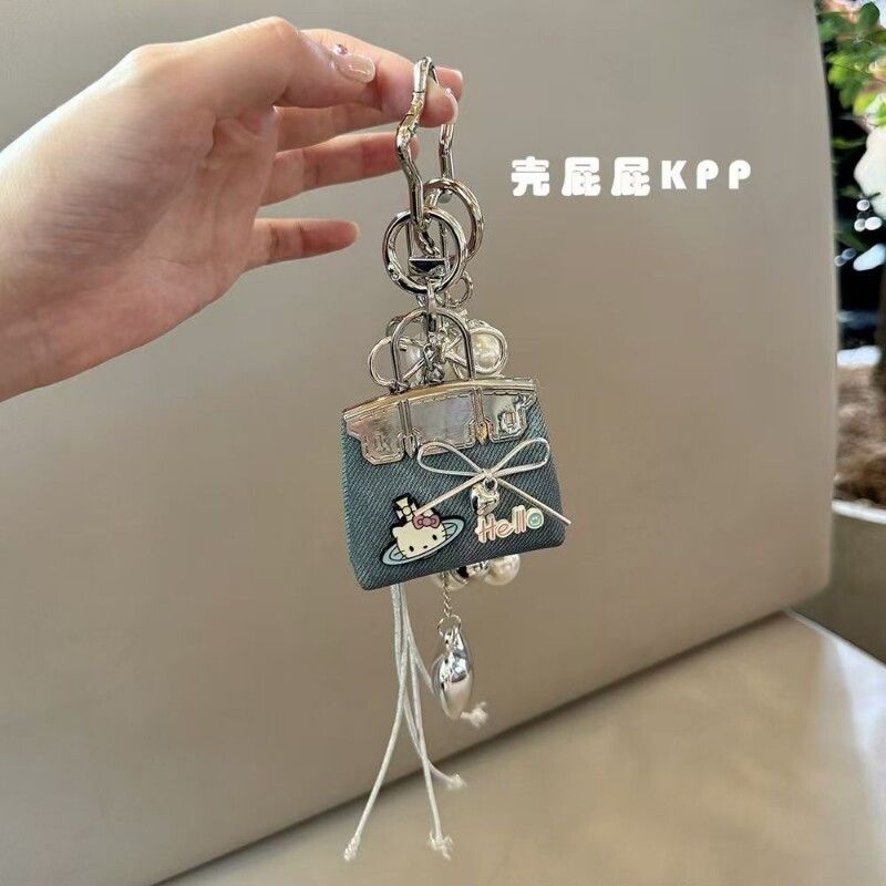 甜酷牛仔蓝可爱KT小包造型包包挂件书包装饰挂链ins少女心配饰品