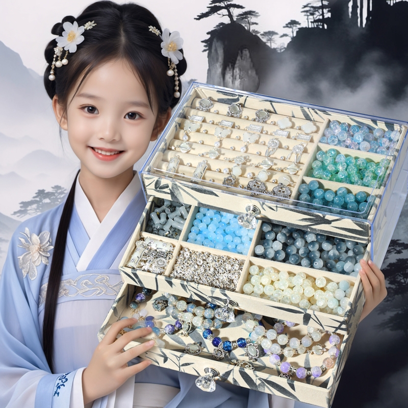 儿童手链串珠女孩手工diy材料穿珠子礼盒套装自制玩具训练专注力6