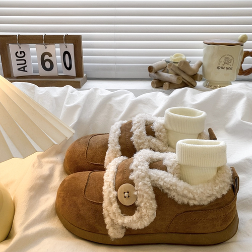 厚底全包毛毛勃肯鞋棉鞋女款2025新款秋冬外穿保暖加绒雪地靴毛绒