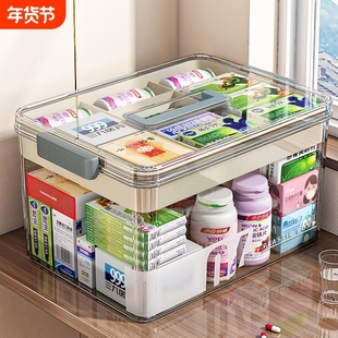 家用医药箱家庭装药物收纳盒多层大容量药品收纳箱便携儿童小药盒