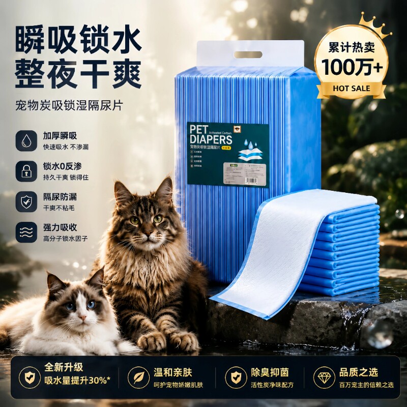 狗狗尿垫尿片宠物用品厕所除臭吸水垫尿不湿加厚100片一次性尿布