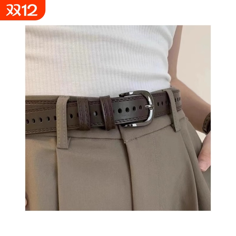 无需打孔皮带腰带女款棕色isn风牛仔裤裤带装饰百搭女士2024新款