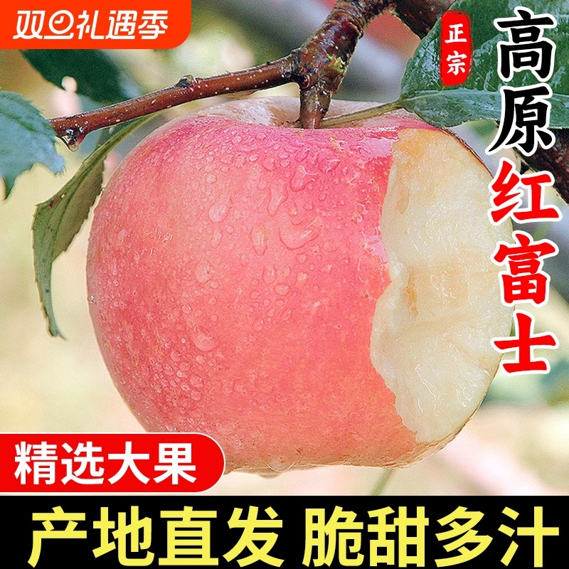 正宗新鲜高原红富士苹果当季水果膜袋苹果整箱包邮批发价脆甜多汁