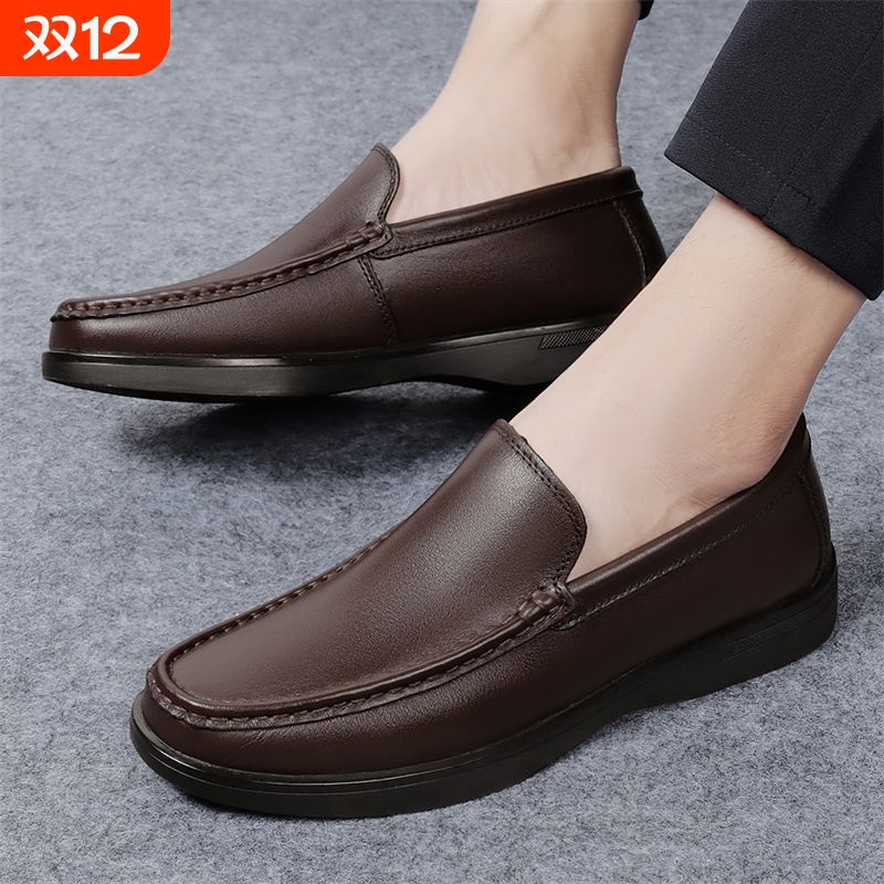 一脚蹬真皮新款百搭英伦软皮软底牛皮商务休闲皮鞋透气鞋子豆豆