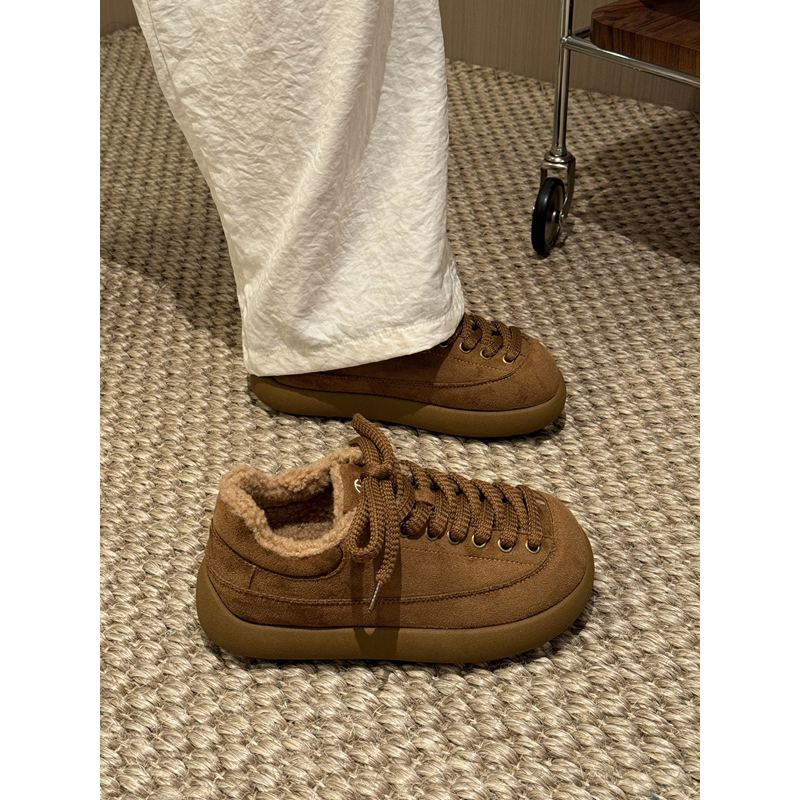 贾不假棉鞋女款2025新款秋冬季勃肯鞋厚底鞋子加绒保暖雪地靴棕色