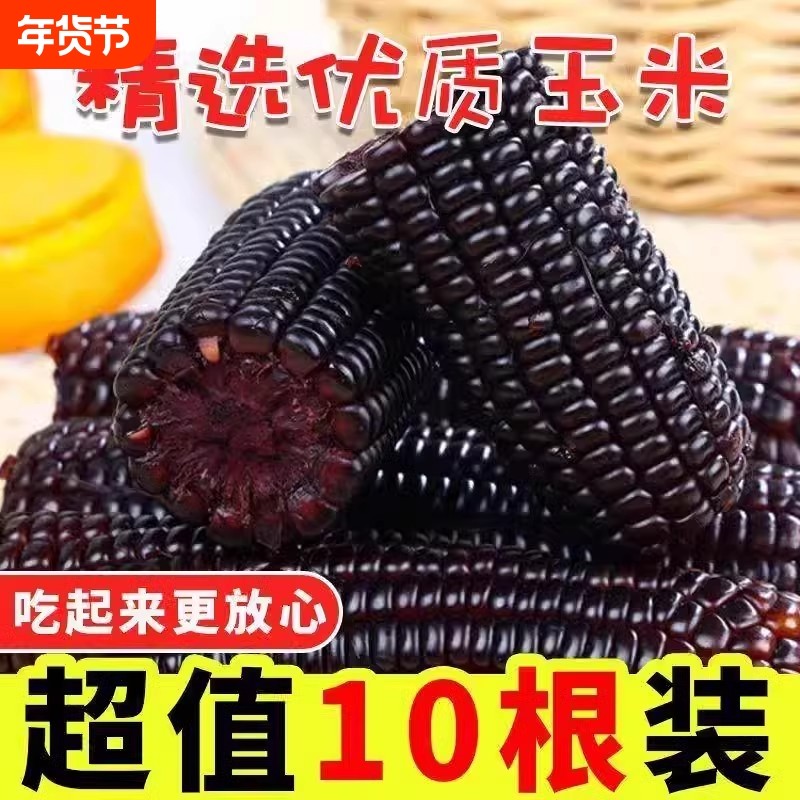 新货头茬黑糯玉米东北黑玉米真空独立装新鲜加热即食苞米黑粘玉米