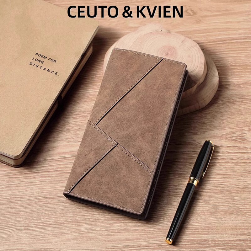CEUTOKVIEN钱包男士真皮质感长款手拿包折叠卡包一体男款皮