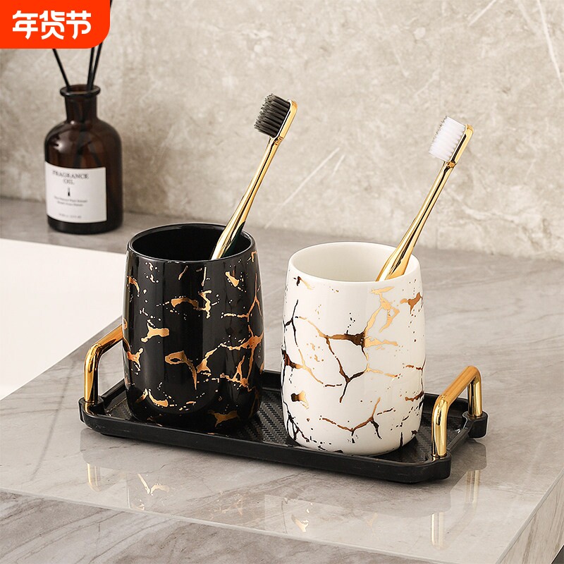 漱口杯情侣刷牙杯轻奢高端陶瓷家用牙杯洗漱杯高级感牙刷杯套装