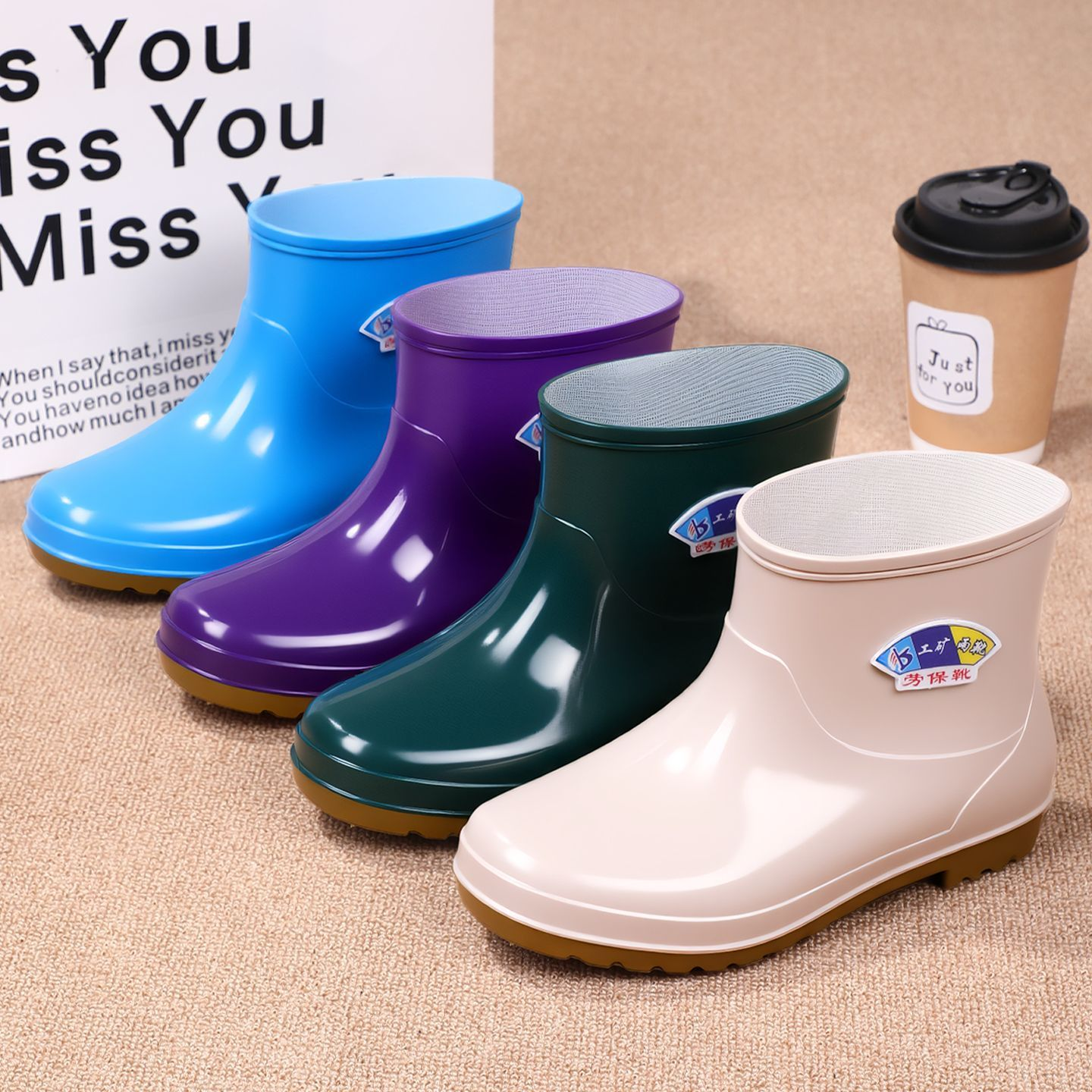 雨鞋女短筒时尚防滑雨靴