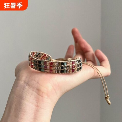 Vintage古着 Bohemian colored crystal weaving手绳精致2026新款