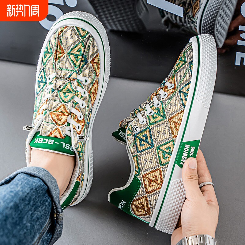 帆布鞋男低帮韩版潮流百搭休闲板鞋男夏季透气网红学生鞋子男潮鞋