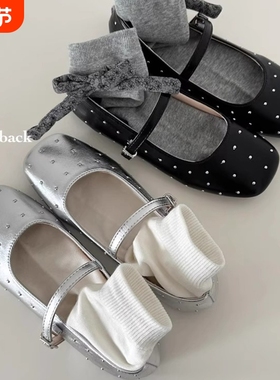 gogoback满天星~超美芭蕾舞单鞋女平底复古一字带方头浅口玛丽珍