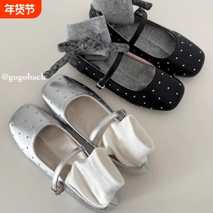 gogoback满天星~超美芭蕾舞单鞋女平底复古一字带方头浅口玛丽珍