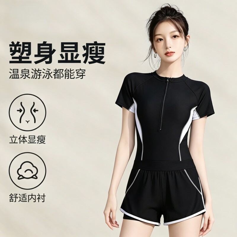 泳衣女款成人游泳馆专用大学生上课初中生微胖大码连体泳装新款