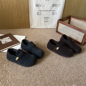 保暖加绒内增高毛呢勃肯鞋2025冬季新款博肯鞋女鞋灰色毛绒休闲