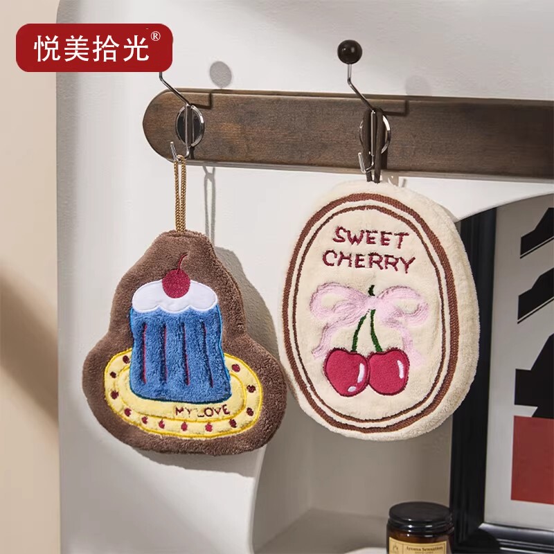 擦手毛巾挂式巾可爱高颜值擦手厨房卫生间吸水防臭加厚速干擦手帕