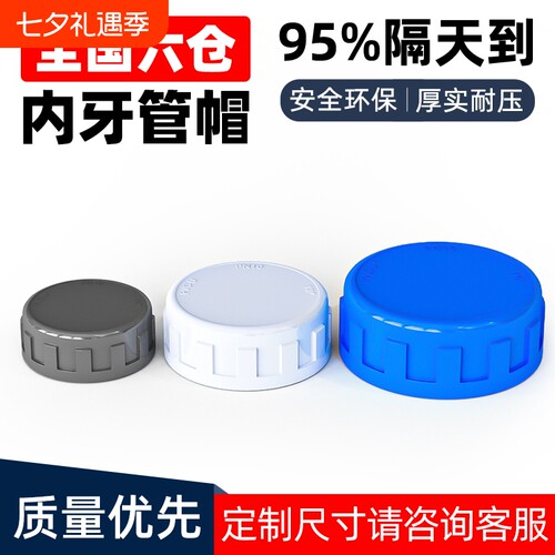 PVC内牙管帽内丝内螺纹管堵给水管件塑料配件4分6分1寸40 50 2寸