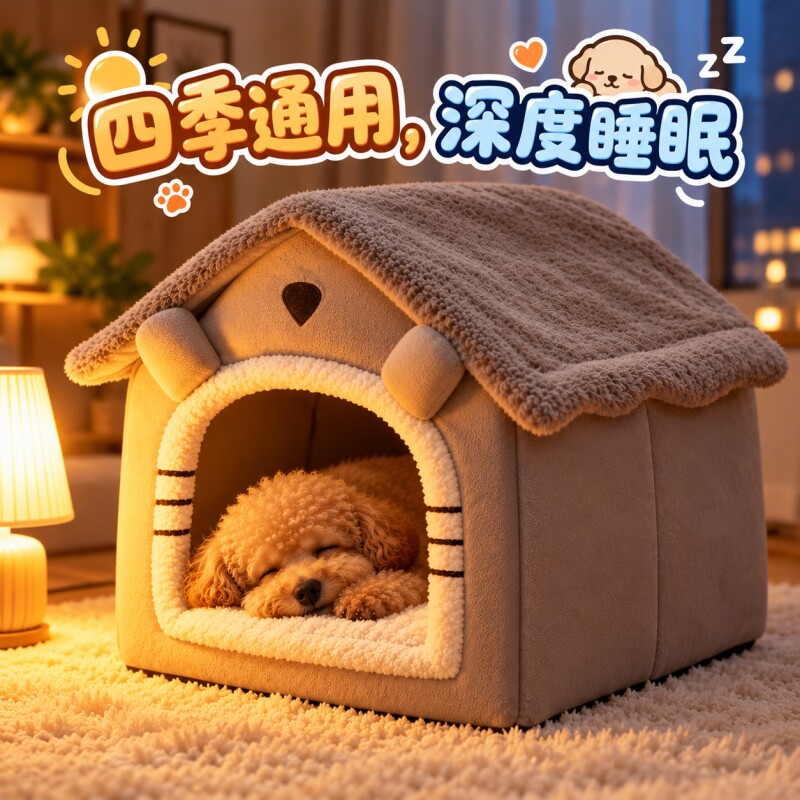 冬季猫窝保暖封闭式猫屋别墅小型犬狗窝四季通用可拆洗狗房子狗屋