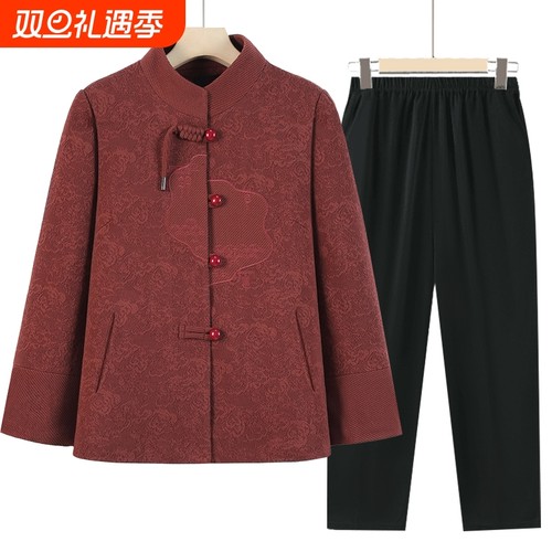 中老年妈妈秋冬外套奶奶上衣休闲