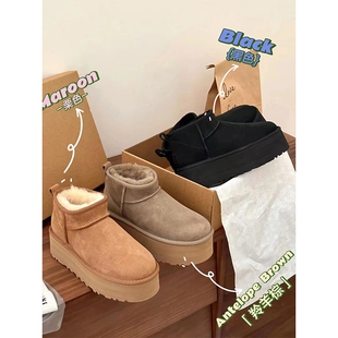 厚底雪地靴女2025新款冬季皮毛一体雪地棉加绒加厚外穿棉鞋女防水