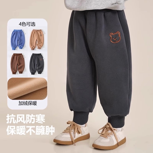 保暖长裤 儿童加厚运动裤 子宝宝加绒女童秋冬婴儿摇粒绒秋装 男童裤